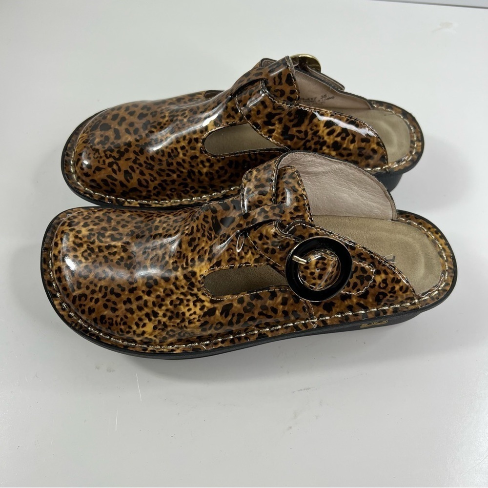 Alegria ALG-417 Leopard Print Slip-On Shoes Leather Padded Support Sz 35 US 5 - Picture 2 of 10
